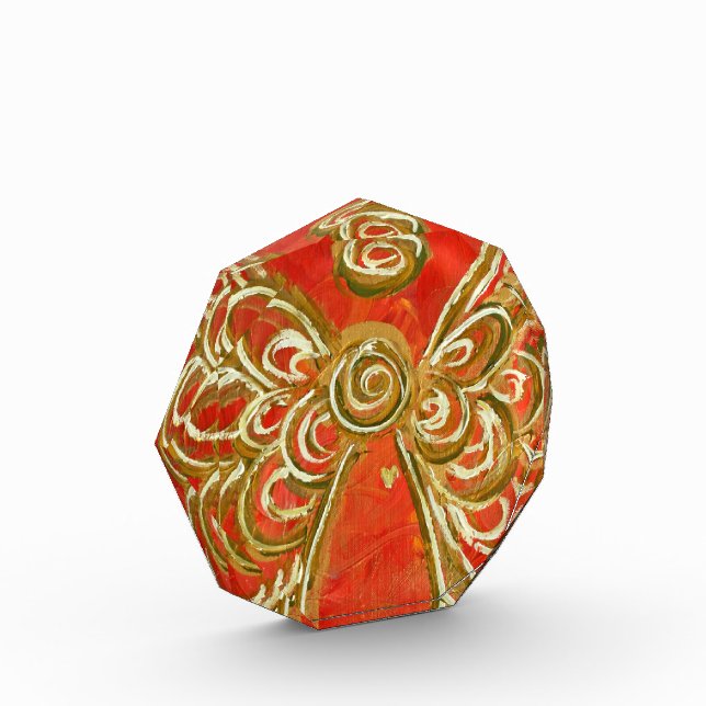 Red Guardian Angel Art Paperweight Acrylic Awards (Left)