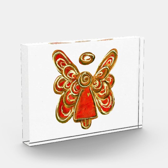 Red Guardian Angel Art Paperweights Acrylic Award (Left)