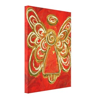 Red Guardian Angel Art Wrapped Canvas Painting