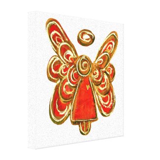 Red Guardian Angel Art Wrapped Canvas Painting