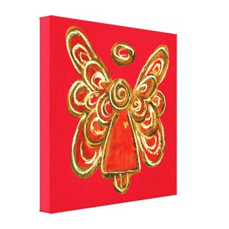 Red Guardian Angel Art Wrapped Canvas Painting