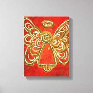 Red Guardian Angel Art Wrapped Canvas Painting Print