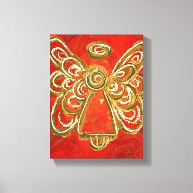 Red Guardian Angel Art Wrapped Canvas Painting Print (Front)