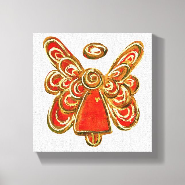 Red Guardian Angel Art Wrapped Canvas Painting Print (Front)