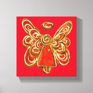 Red Guardian Angel Art Wrapped Canvas Painting Print