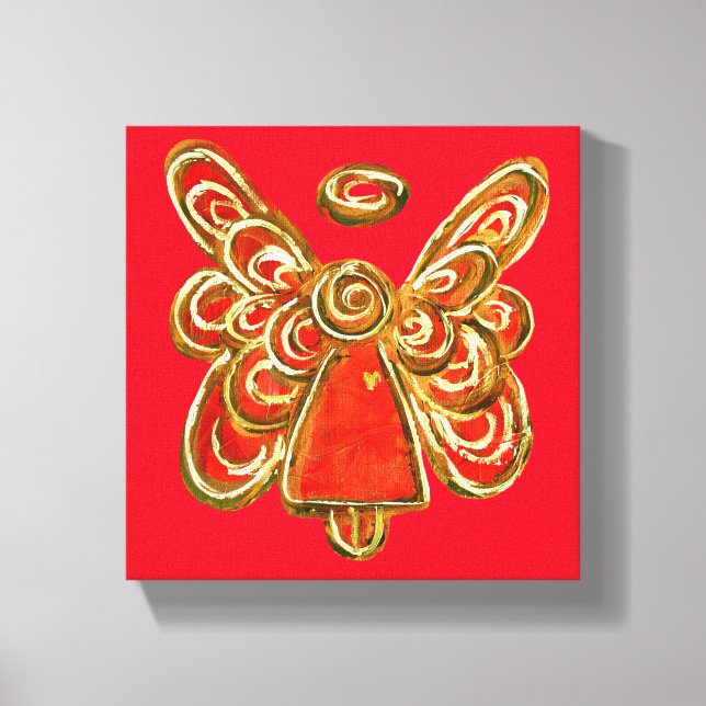 Red Guardian Angel Art Wrapped Canvas Painting Print (Front)