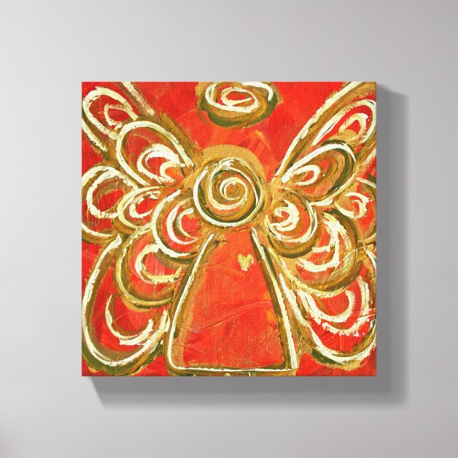 Red Guardian Angel Art Wrapped Canvas Painting Print (Front)