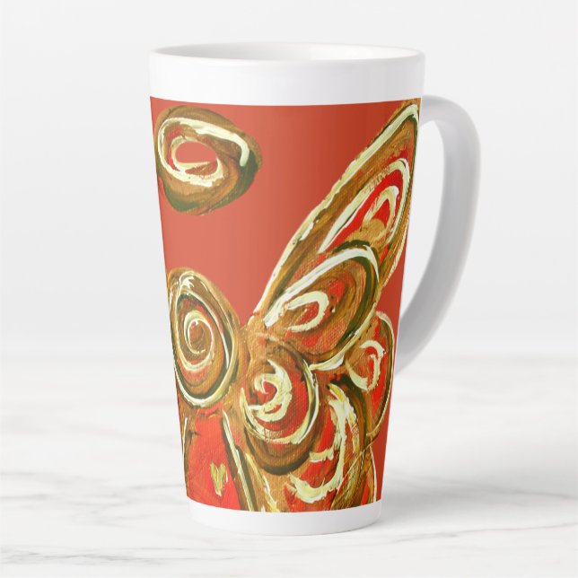 Red Guardian Angel Christmas Latte Coffee Mug Cup (Right Angle)
