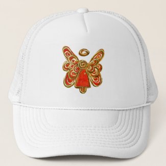 Red Guardian Angel Custom Art Hat or Cap