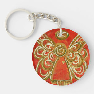 Red Guardian Angel Custom Keychain