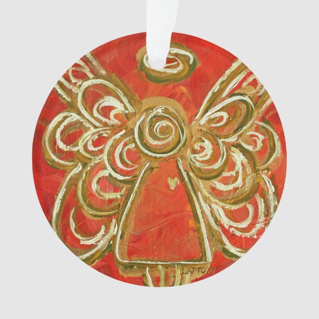 Red Guardian Angel Gift Holiday Ornament (Front)