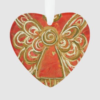 Red Guardian Angel Gift Holiday Ornament
