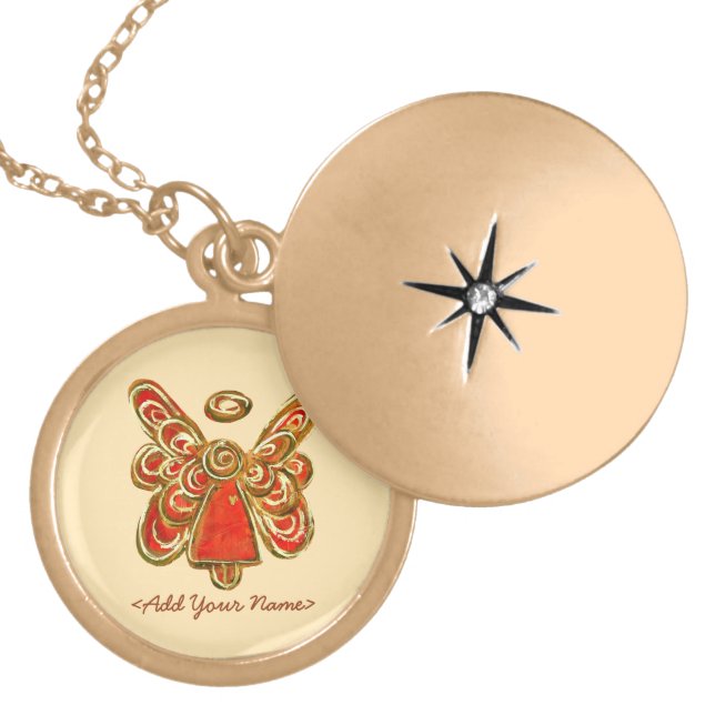 Red Guardian Angel Gold Lockets (Front)