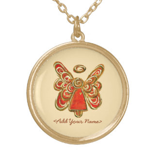 Red Guardian Angel Gold Necklaces