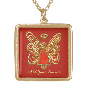 Red Guardian Angel Series Gold Necklaces