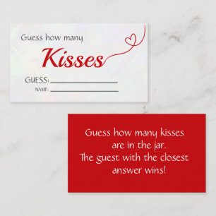 Red "Guess How Many Kisses" Bridal Shower Game Enclosure Card