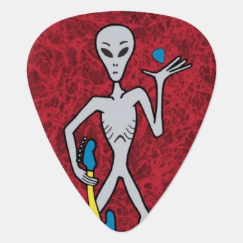 Red Guitar Alien Guitar Pick Plectrum by GroverAllmanPicks at Zazzle