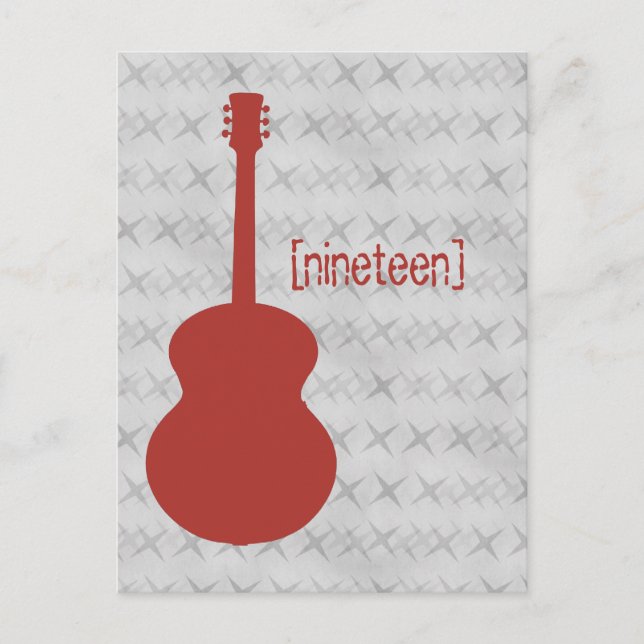 Red Guitar Grunge Table Postcard (Front)