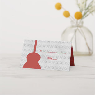 Red Guitar Grunge Tented Place Card