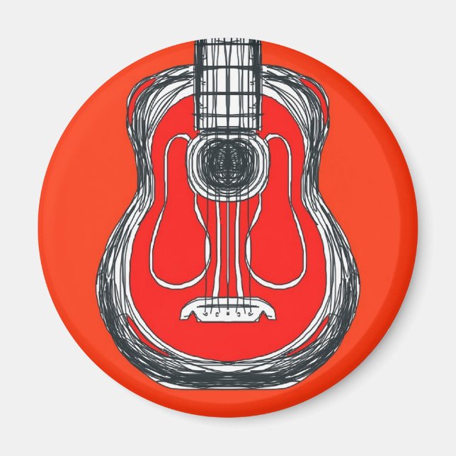 Red Guitar Monster Face Magnet (Front)