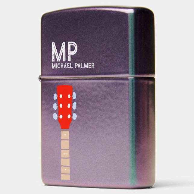Red Guitar Neck Cool Custom Rock Zippo Lighter (Left)