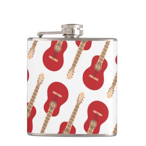 Red Guitar Pattern Flask