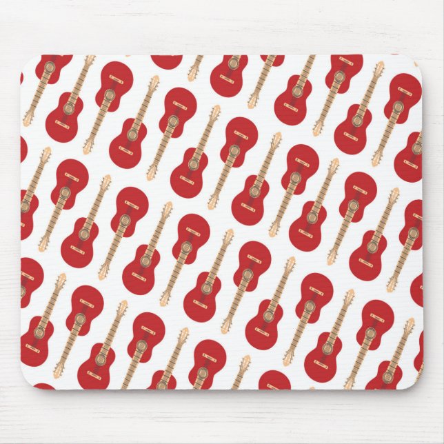 Red Guitar Pattern Mouse Pad (Front)