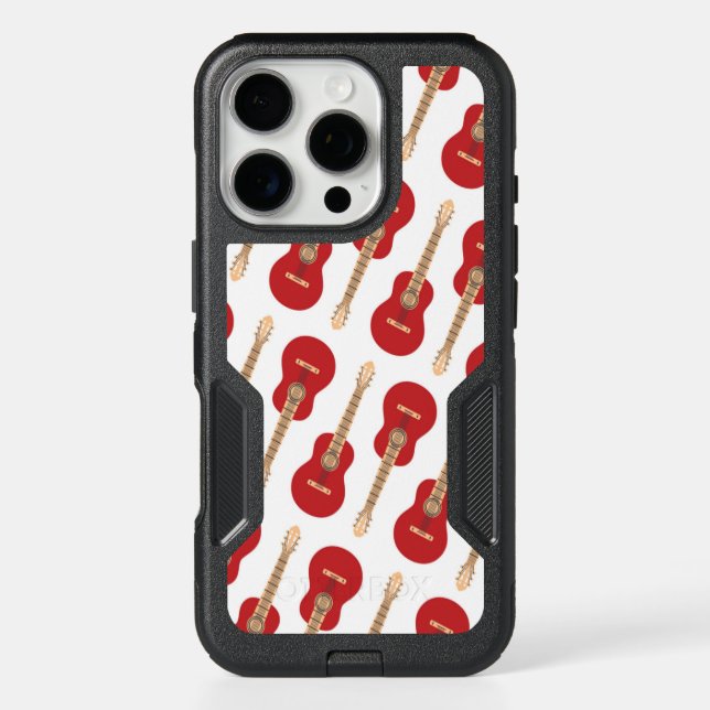 Red Guitar Pattern Otterbox iPhone Case (Back)