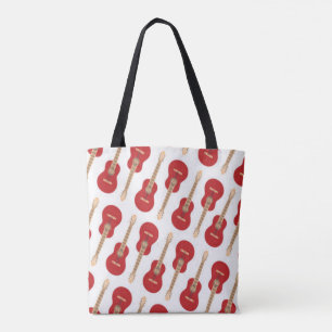 Red Guitar Pattern Tote Bag