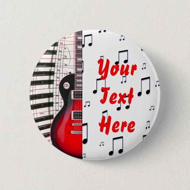 Red Guitar Piano Keys and Note Button (Front)