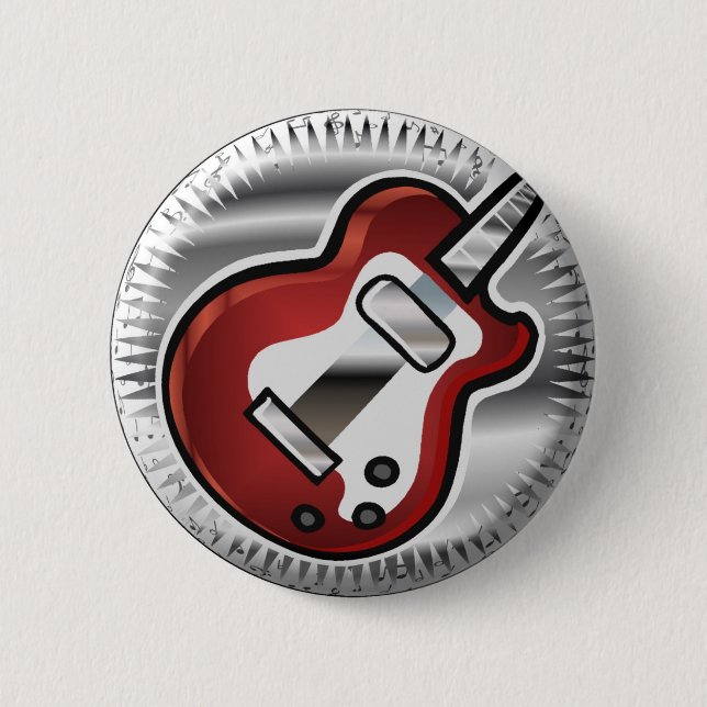 Red Guitar Pinback Button (Front)