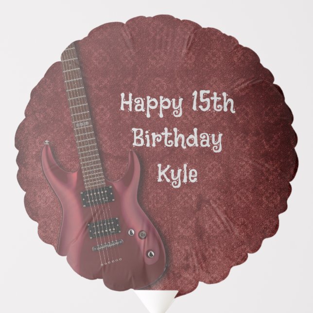 Red Guitar Teen Boys Birthday Party Balloon (Front)