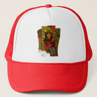 red guitar trucker hat