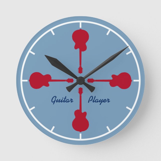 Red Guitars guitarist Round Clock (Front)