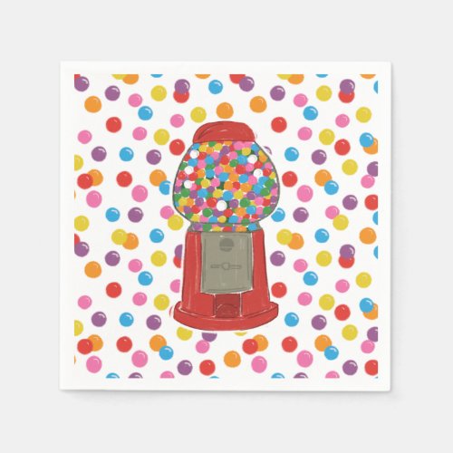 Red Gumball Machine Candy Bubble Gum Birthday Napkins