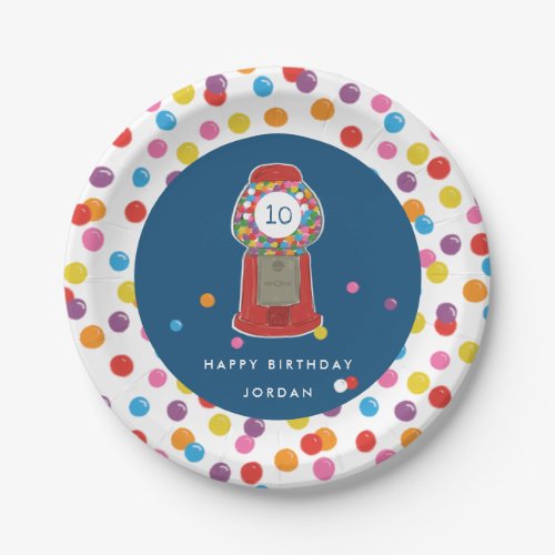 Red Gumball Machine Candy Bubble Gum Birthday Paper Plates