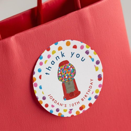 Red Gumball Machine Candy Bubble Gum Thank You  Classic Round Sticker