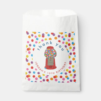 Red Gumball Machine Candy Bubble Gum Thank You  Favor Bag