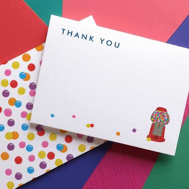 Red Gumball Machine Candy Bubble Gum Thank You  Note Card (Red Gumball Machine Candy Bubble Gum Thank You Note Cards)