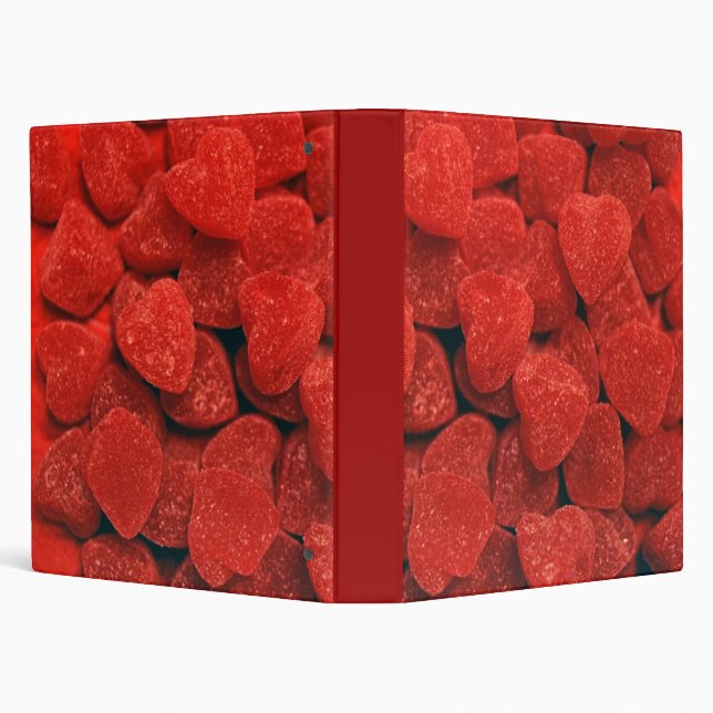 Red Gumdrop Hearts 3 Ring Binder (Background)
