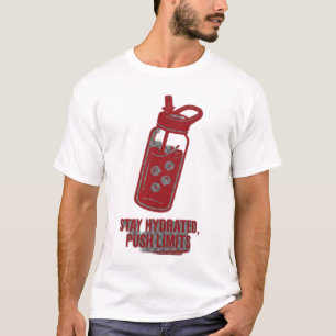 Red Gym Water Bottle Stay Hydrated Push Limits Fit T-Shirt