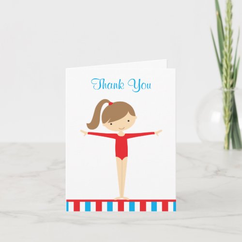 Red Gymnastics Girl Thank You Note Card