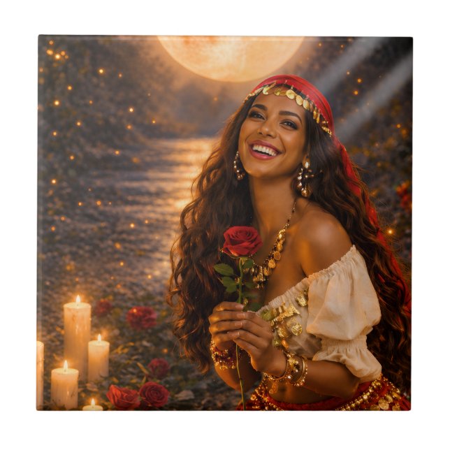 red gypsy decorative tile  (Front)