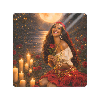 red gypsy metal print