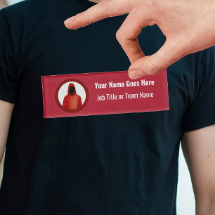 Red Hacking Team with Business Stripe and text Name Tag