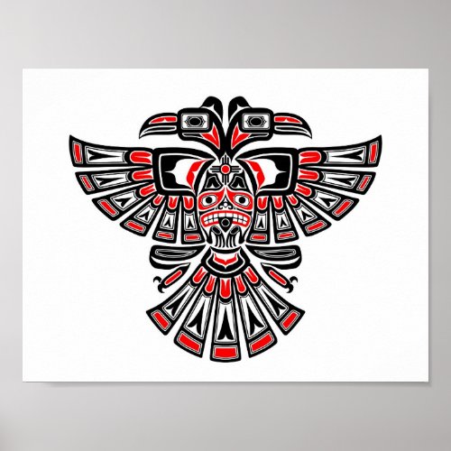 Red Haida Two Headed Spirit Bird on White Poster