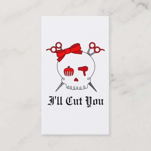 Red Hair Accessory Skull Scissor Crossbones Appointment Card