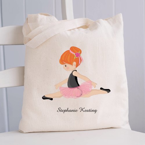 Red Hair Ballerina Personalized Tote Bag