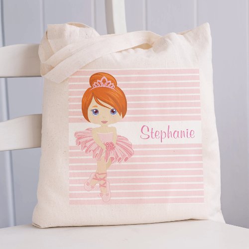 Red Hair Ballerina Two Sided Personalized Tote Bag