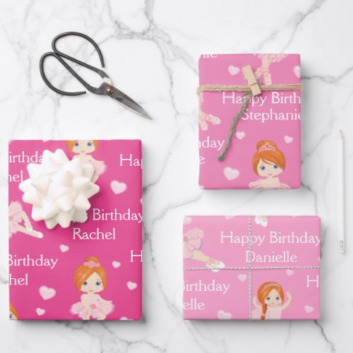 Red Hair Ballerina Wrapping Paper Sheets